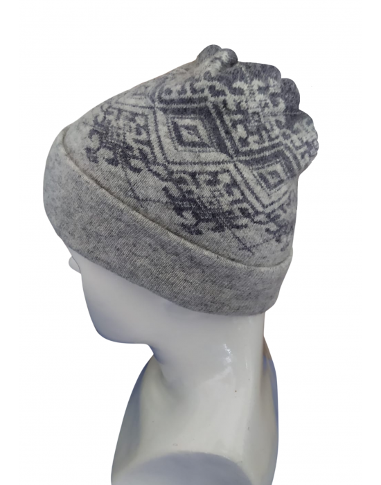 Angora wool matrix design cap grey